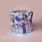 Artwork by Goi (Hoang-Dan Pham). This mixed-media object treats glaze as a counterfeit bodily fluid, using controlled drips and viscous accumulation to simulate the collapse of boundaries between organism, secretion, and material surface. The form resists stable categorization, operating somewhere between domestic utility, erotic artifact, and biological residue